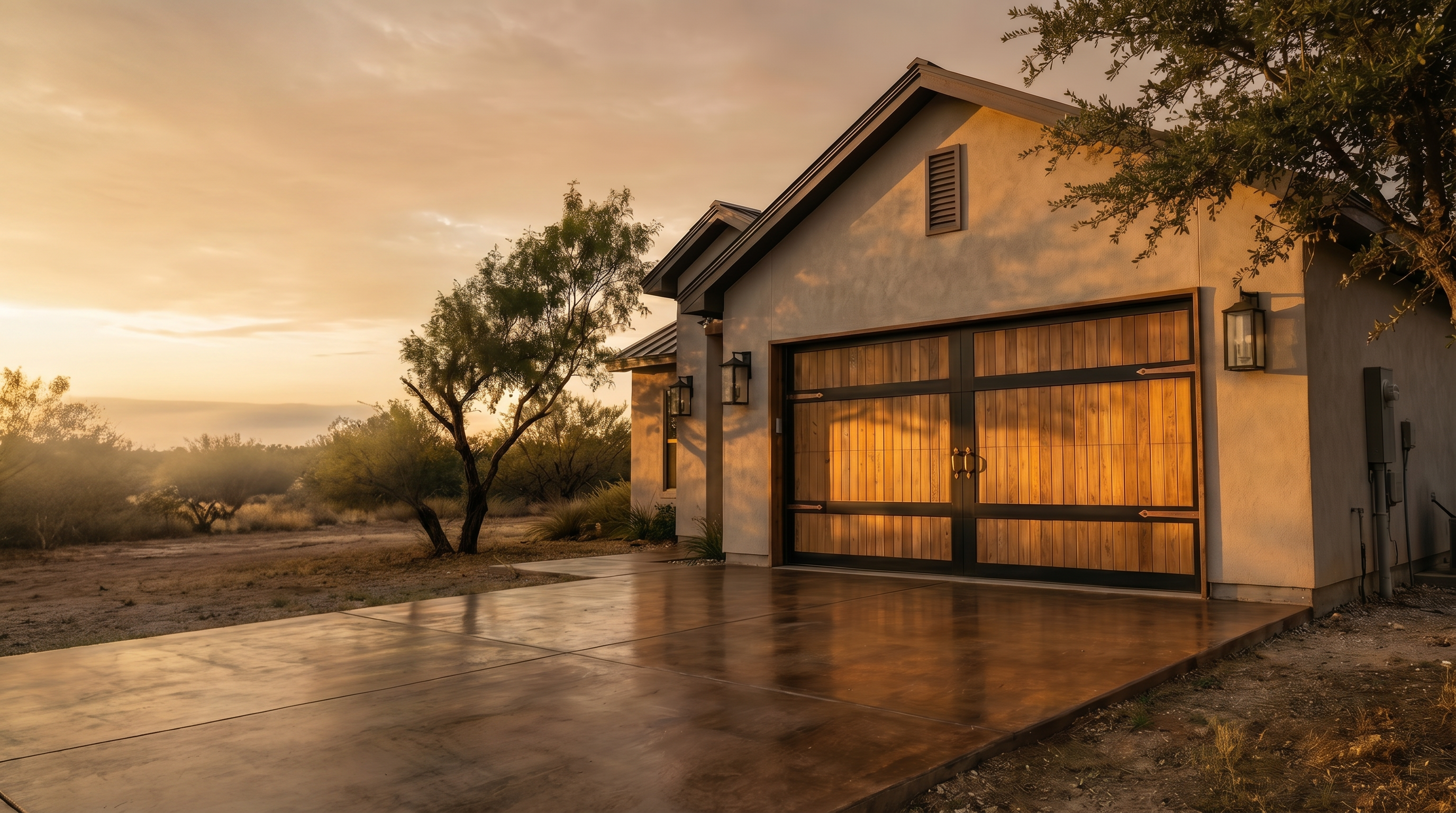 Custom garage door installation at a South Texas home